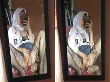 Ukhti Siswi Hijab Cantik Live Kasur Cermin